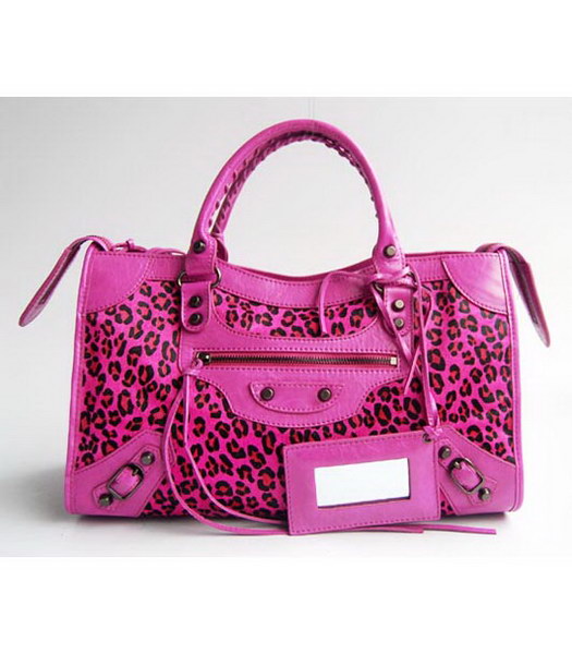 Balenciaga Giant City Bag in fucsia Leopard Print